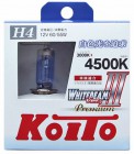 Автолампы KOITO P0754W H4, 60/55W WHITEBEAM III Premium 4500К (2 шт.)