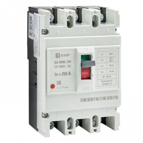 Выключатель автоматический 3п 250/250А 20кА ВА-99МL Basic EKF mccb99-250-250mi mccb99-250-250mi