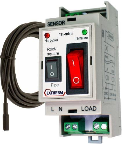Термостат комбинированный 2 в 1 в комплекте с датчиком температуры для управления системой антиобледенения кровли или обогрева трубопроводов EXTHERM Th-Mini EXTHERMTh-Mini