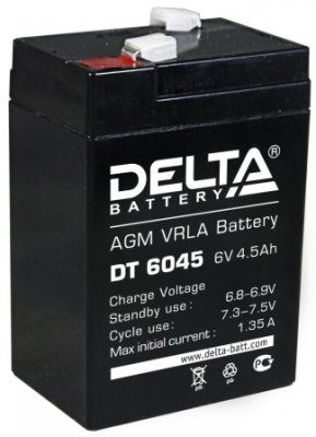Аккумулятор 6В 4.5А.ч Delta DT 6045 DT6045