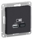 Розетка USB AtlasDesign тип A+C 5В/2.4А 2х5В/1.2А механизм карбон SE ATN001039 ATN001039